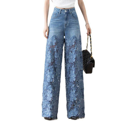 Loose Straight Denim Pants High Street Elegant